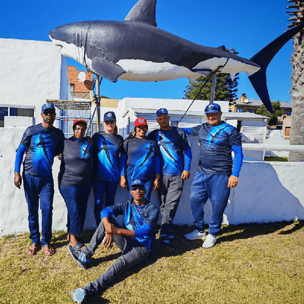 Sharklady Crew outside with Great White Shark Sharklady Crew outside with Great White Shark