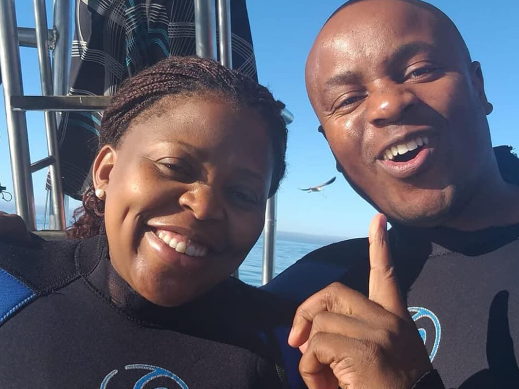 happy shark divers in Gansbaai